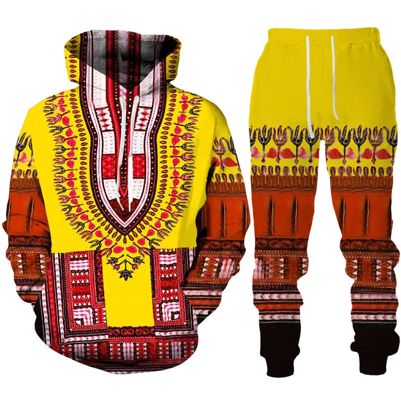 Thumbnail: Newest African Print Hoodies/Pants/Set Dashiki Ethnic Style Couple Tracksuit Hi
