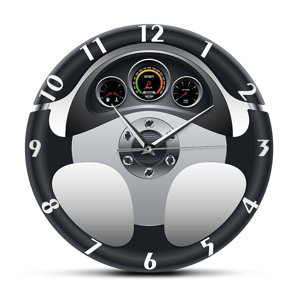 Thumbnail: Sport Car Steering Wheel and Dashboard Automobile Drive Auto Style Wall Watch