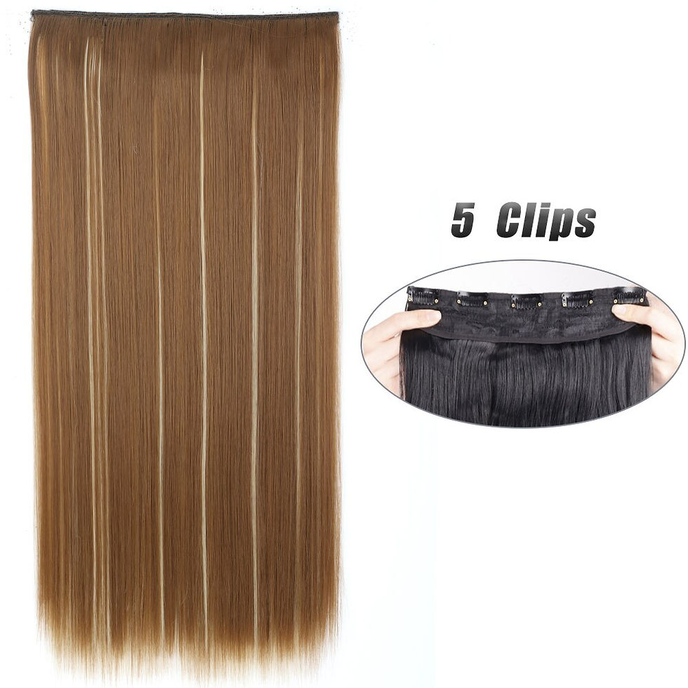 Thumbnail: Synthetic 5 Clip In Hair Extensions Long Straight Hairstyle Hairpiece Black Bro