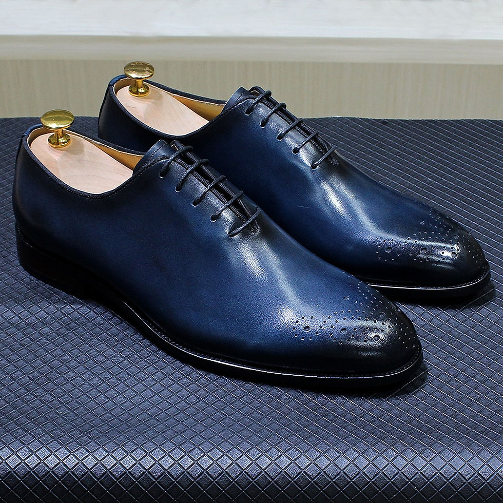 Thumbnail: Genuine Leather Mens Formal Shoes Handmade Classic Whole Cut Oxfords Business L
