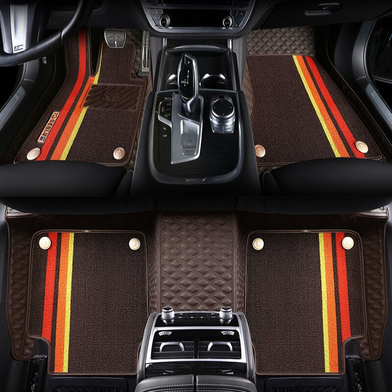 Miniature : Custom Fit Car Floor Mat Accessories Interior ECO Diamond Stripes Thick Leather