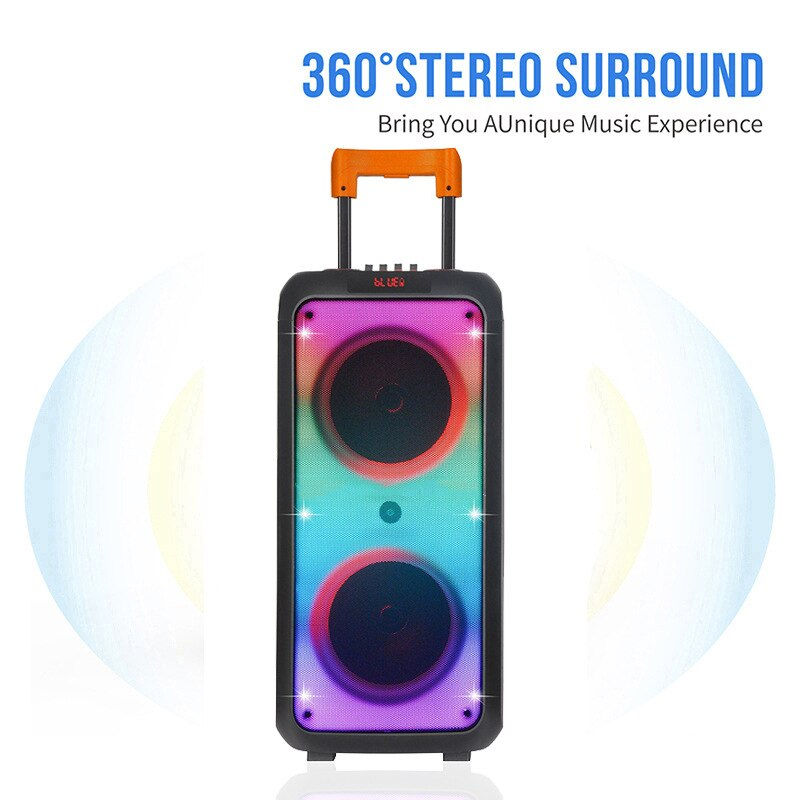 Thumbnail: 40W outdoor bluetooth speaker dual 8-inch speaker lever home karaoke subwoofer 