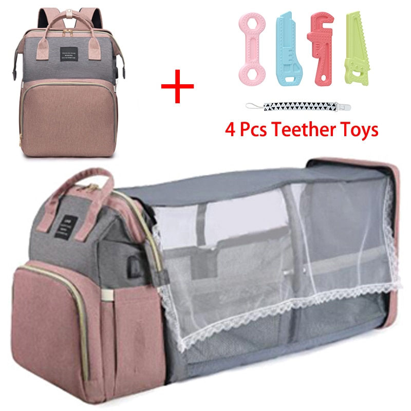 Miniature : Folding Mommy Bag Lightweight Portable Folding Crib Bed Large-capacity Baby Bac