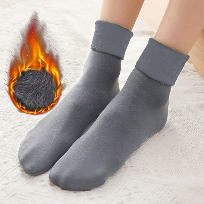Thumbnail: 5Pairs/Lot Winter Warm Solid Women Socks Thicken Thermal Socks Wool Cashmere Bl