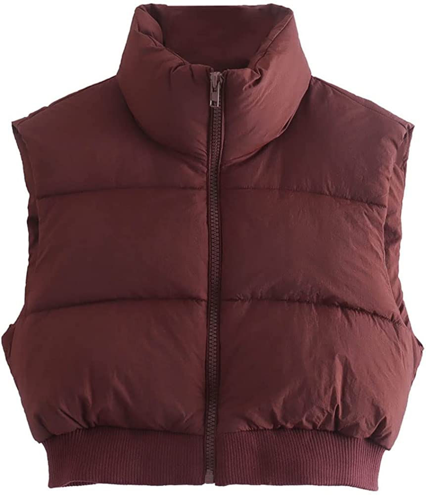 Thumbnail: KEOMUD Women's Winter Crop Vest Lightweight Sleeveless Warm Outerwear Puffer Ve