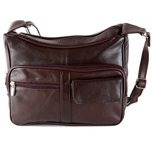 الصورة المصغرة: Women's Leather Organizer Purse Shoulder Bag Multiple Pockets Cross Body Handbag