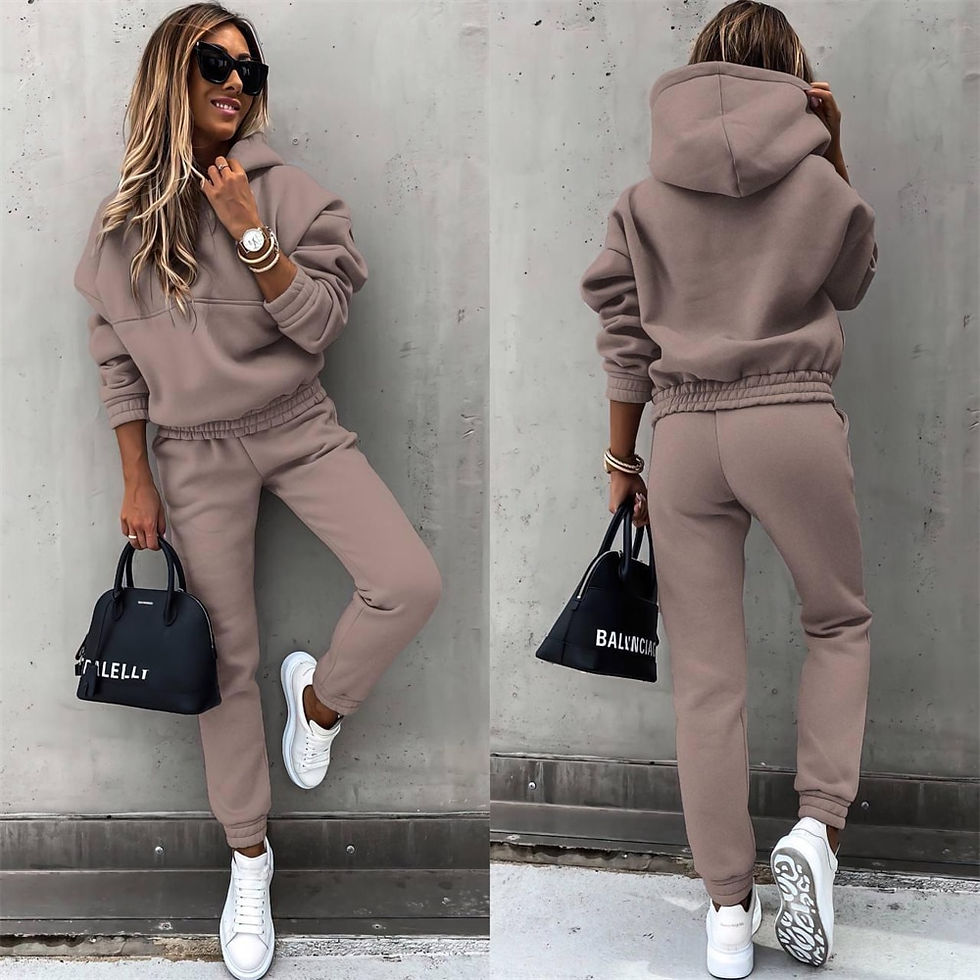 Thumbnail: Autumn Winter Hoodies Suit Solid Casual Tracksuit Women Fleece 2 Pieces Set Spo
