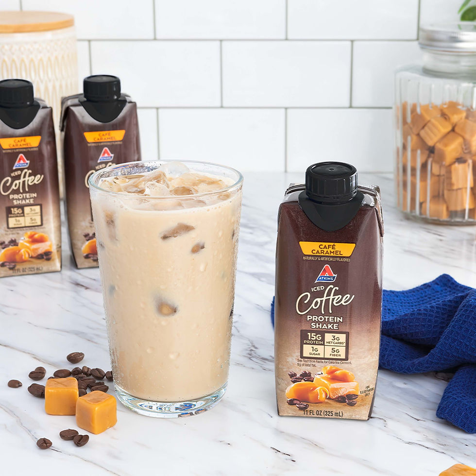 Miniature : Atkins Gluten Free Protein-Rich Shake, Cafe Caramel, Keto Friendly, 4 Count (Re