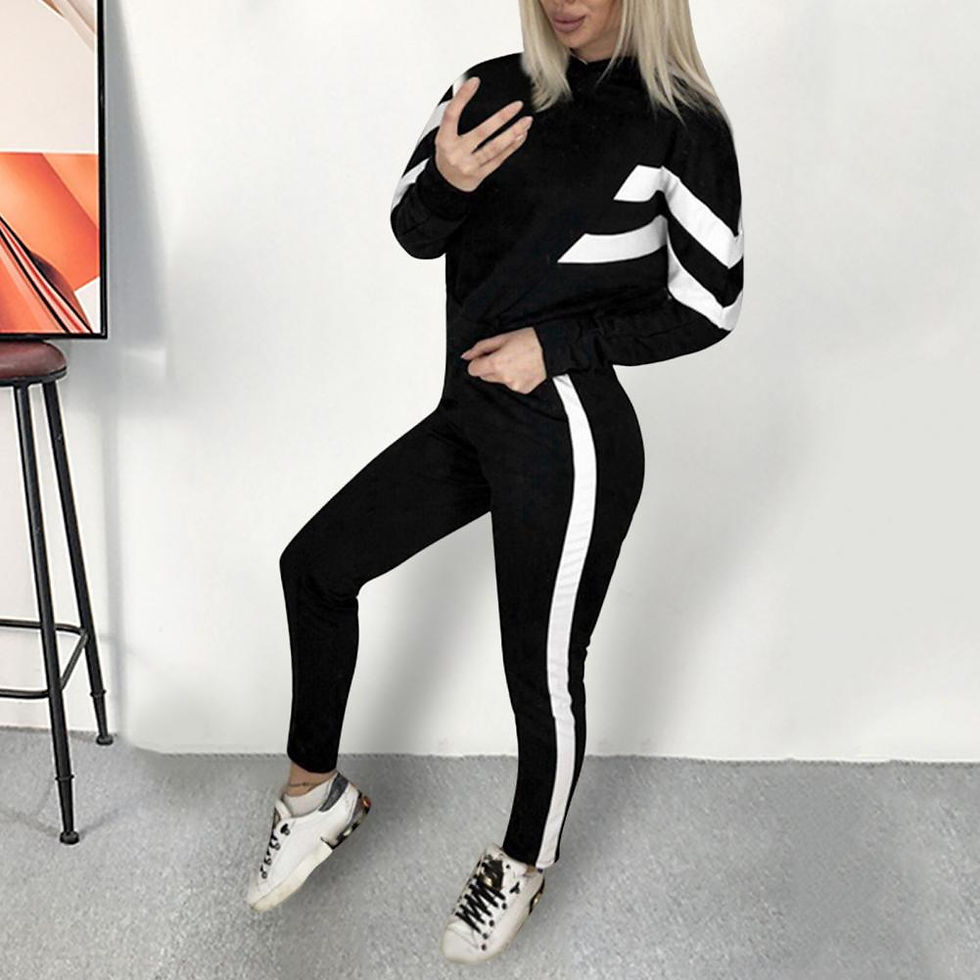 Thumbnail: 2 Pieces Set Women 2021 hot style Europe America autumn hooded fleece suit two-