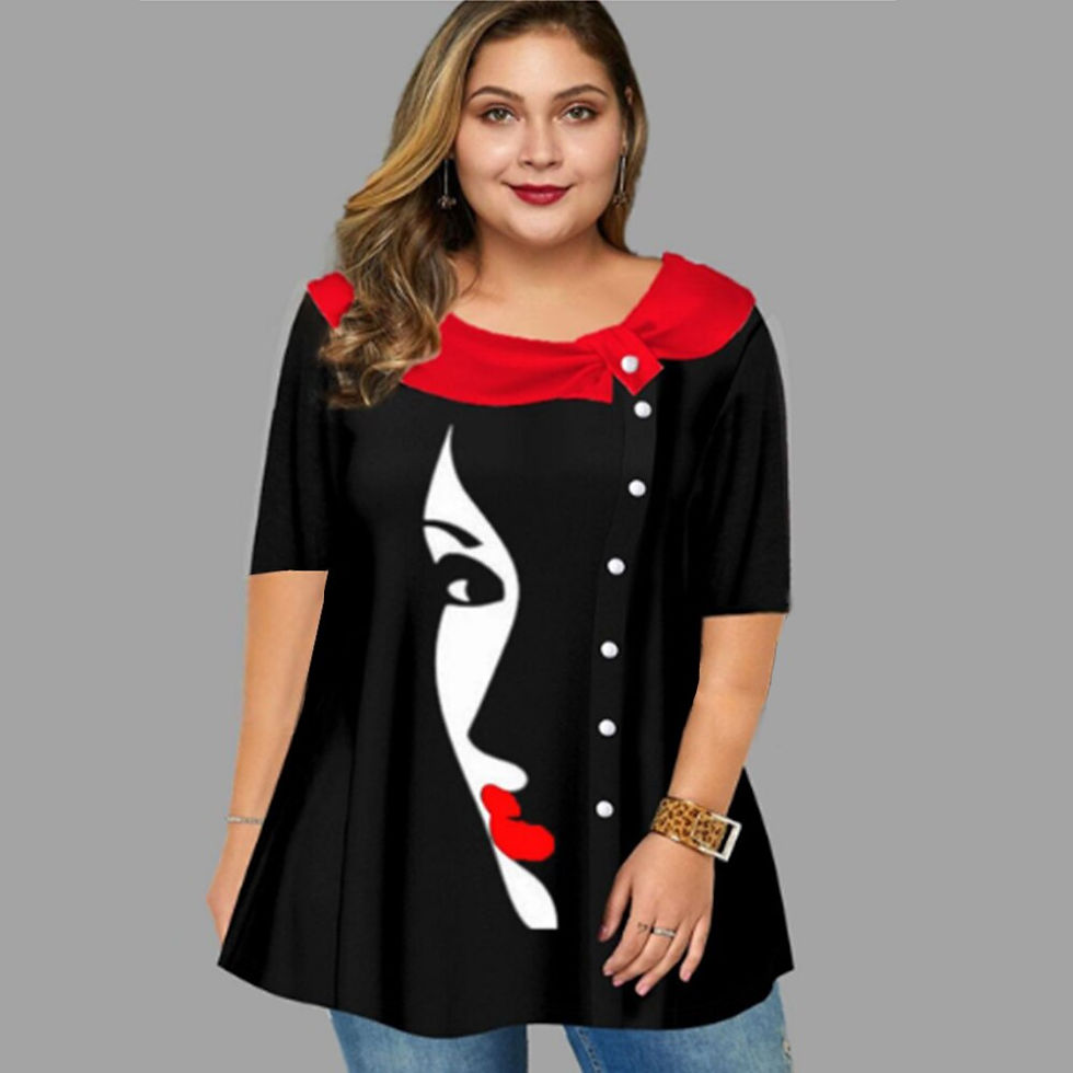 الصورة المصغرة: New Summer Women T shirt 3D Fashion Printing Human Face Harajuku T-Shirt Oversi