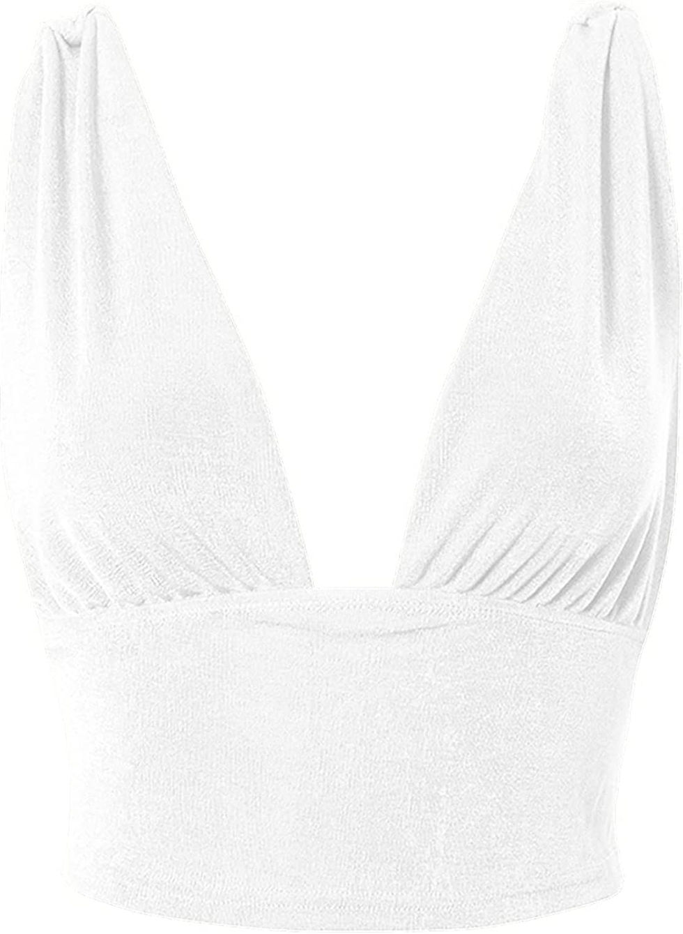 Thumbnail: LYANER Women's Sexy Deep V Neck Slim Fitted Strap Crop Cami Tank Sleeveless Top
