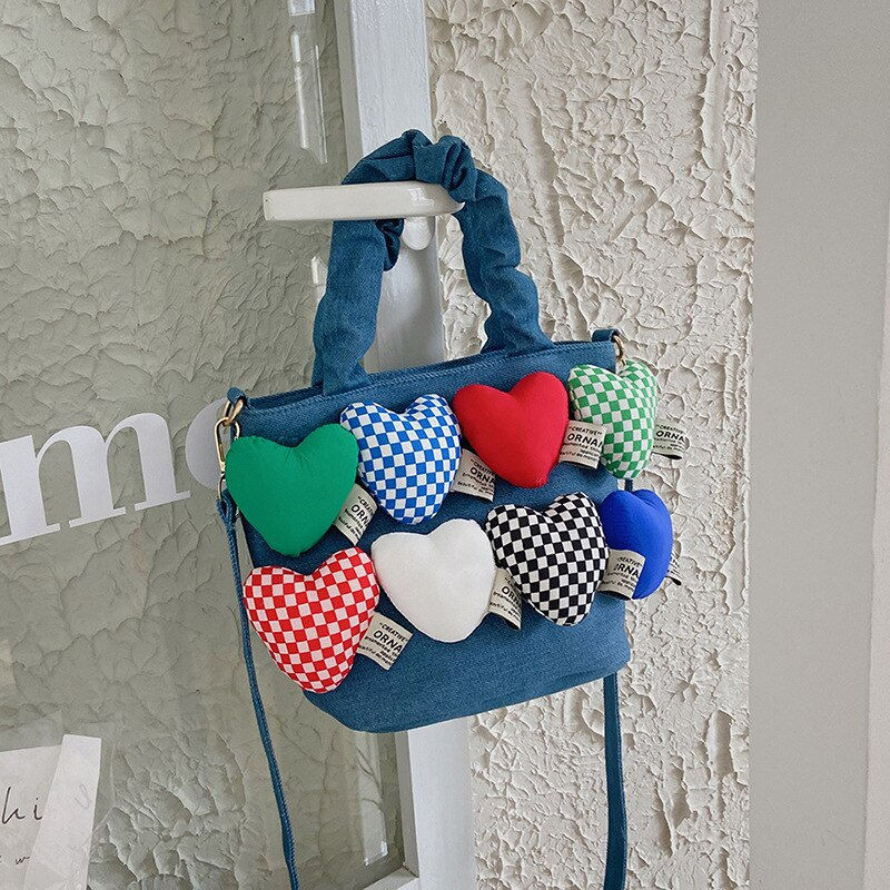 Miniatura: Fashion Women Denim Bucket Cartoon Toy Decoration Handbags and Purses for Femal