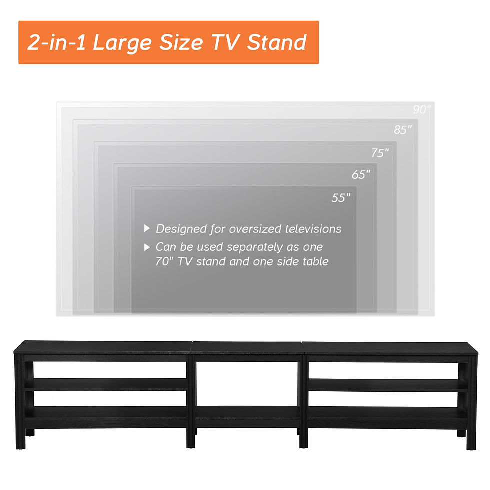 Miniature : TV Stand for 85 inches Flat Screen, LED Wood Media Console Storage Cabinet Ente