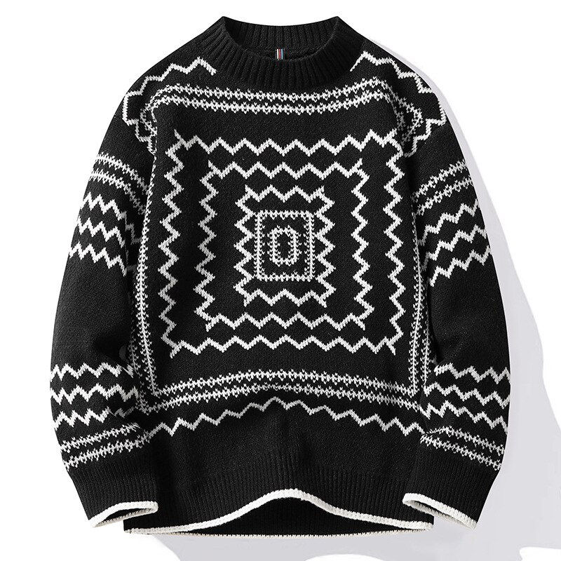Миниатюра: JFUNCYAutumn Winter Mens Knit Sweater Oversized Men Jumpers  2022 New Fashion C