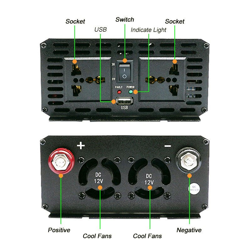 Thumbnail: Correction Wave Inverter 1000W  2000W 3000W DC 12V AC 220V Power  Car Power Inv