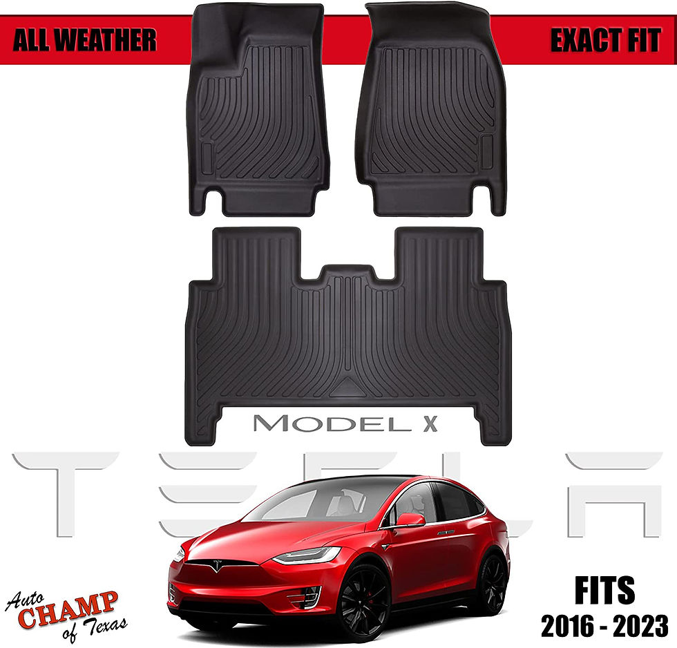 Thumbnail: Auto Champ Floor Mats for Tesla Model X 5 Seater Custom Fit Front & Rear Compat