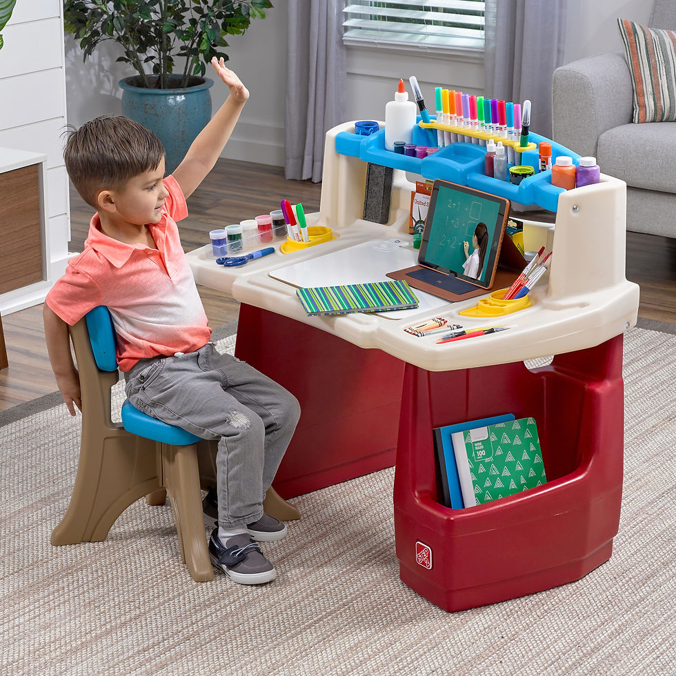 Thumbnail: Step2 Deluxe Art Master Desk Plastic Kids Activity Center and Table