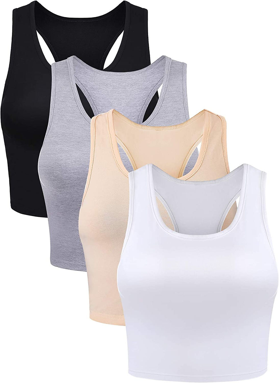 Thumbnail: Boao 4 Pieces Basic Crop Tank Tops Sleeveless Racerback Crop Sport Top for Women