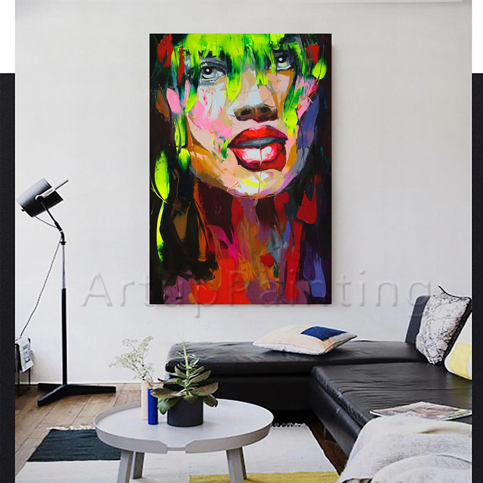 Thumbnail: Hand painted Francoise Nielly portrait Face oil painting wall Art wall pictures