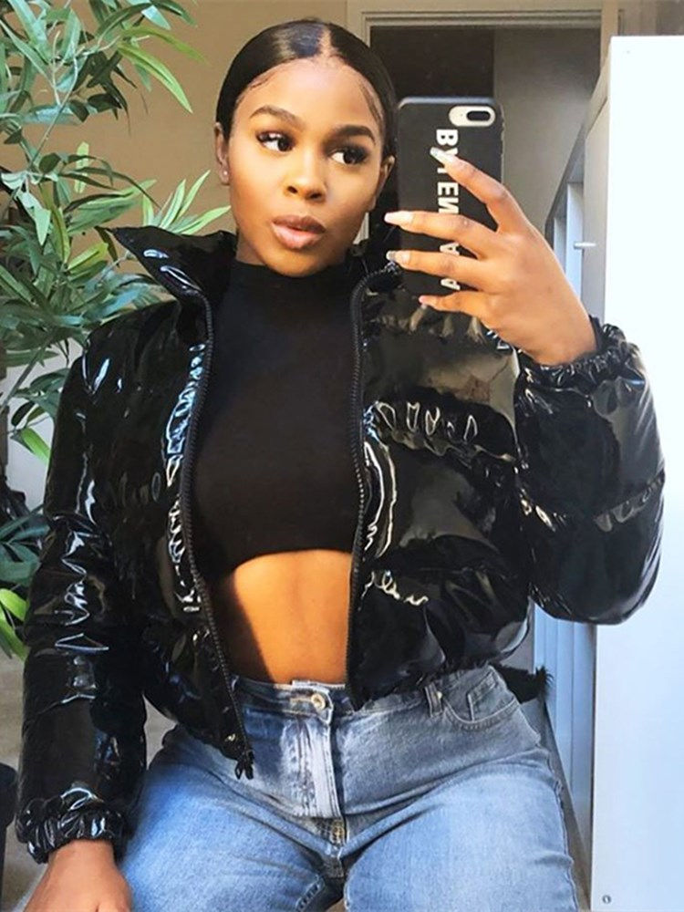 Miniatura: Sisterlinda Faux PU Leather Y2K Bubble Puffer Winter Warm Jacket Women Coats Lo
