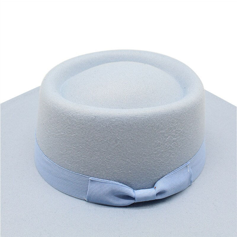 Thumbnail: 9cm Wide Brim summer  Bowknot Bowler Hat Fedoras Ladies Elegant Retro British W