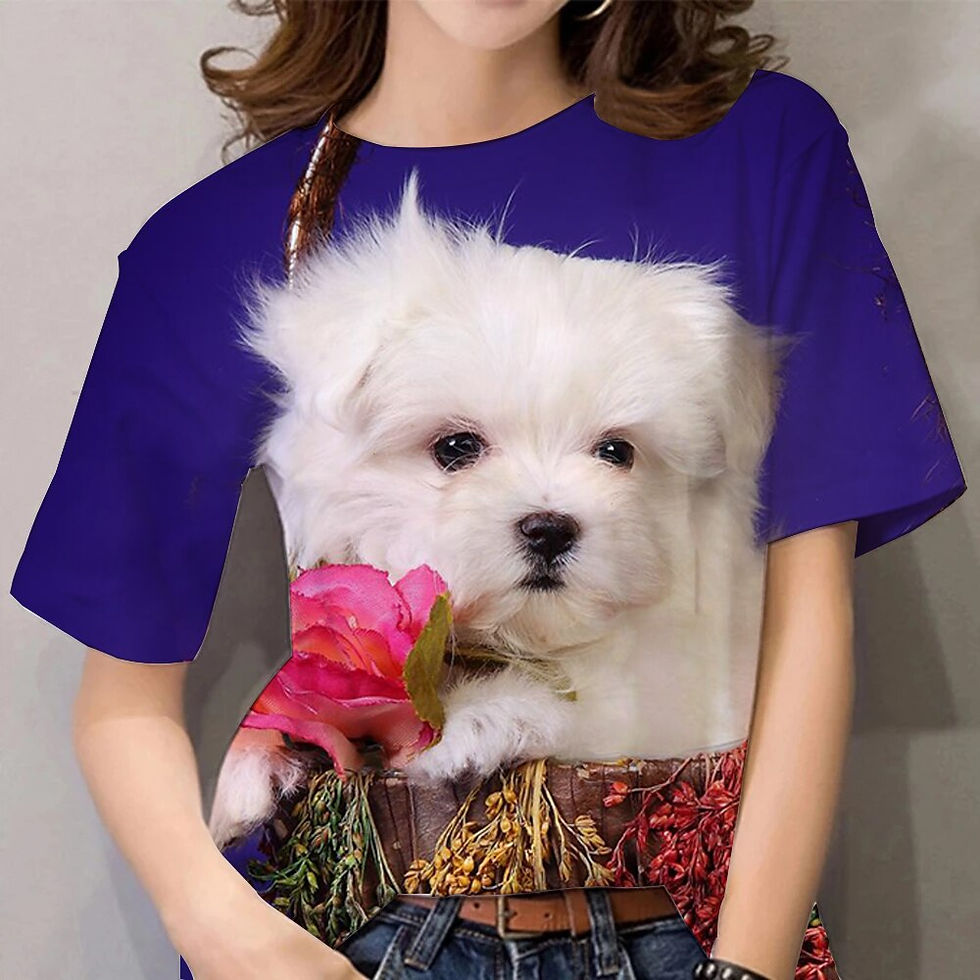 الصورة المصغرة: Summer Women's T-shirt For Ladies 3D Print Dog Graphic T Shirt Fashion Casual S