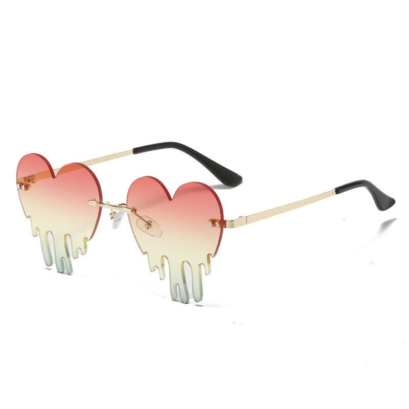 Thumbnail: Popular Unique Heart Rimless Sunglasses Women New Fashion Red Blue Tears Shape 
