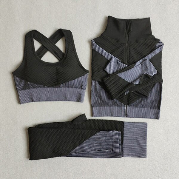 Thumbnail: Women's Sexy Sports Bra Yest Fashion Slim Fitness High Waist Yoga Pants Set Sea