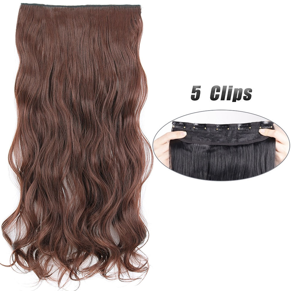 Thumbnail: Synthetic 5 Clip In Hair Extensions Long Straight Hairstyle Hairpiece Black Bro
