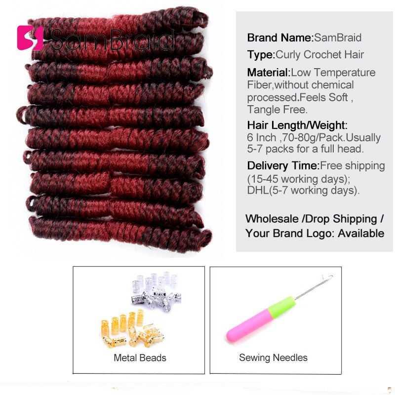 Thumbnail: 6 Inch Short Curly Spring Crochet Braiding Hair For Women 20 Roots/pack Synthet