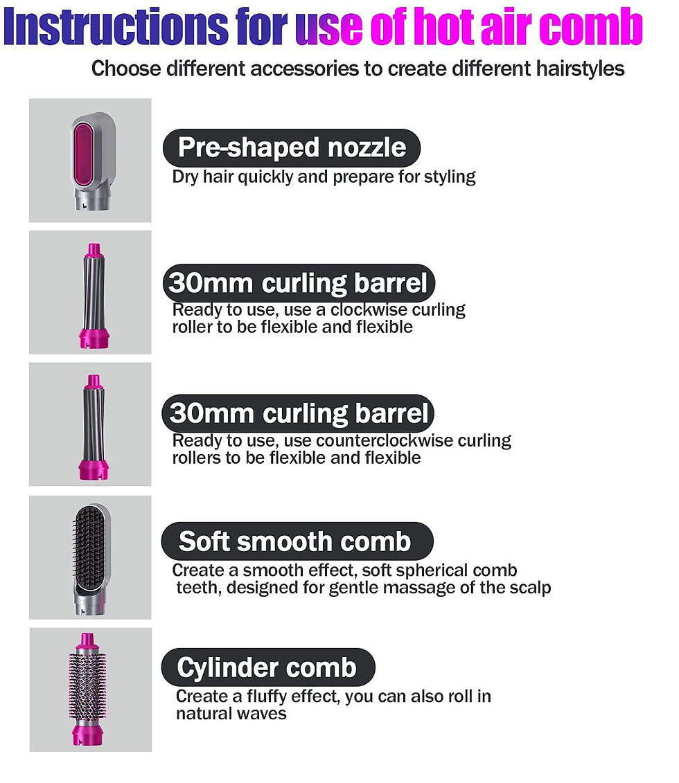 Miniaturbild: Hair Dryer 5 In 1 Heat Comb Electric Hair Curler Professional Curling Iron Hair