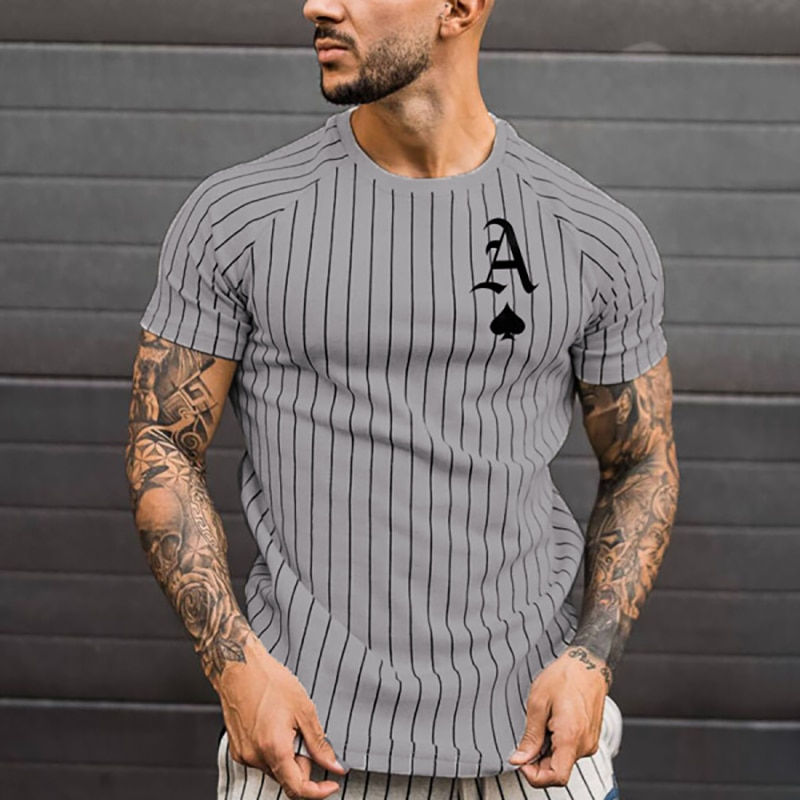 Thumbnail: Summer New Spade Poker Stripe T-shirt Casual Men's 3D-Print Oversized Solid Sim