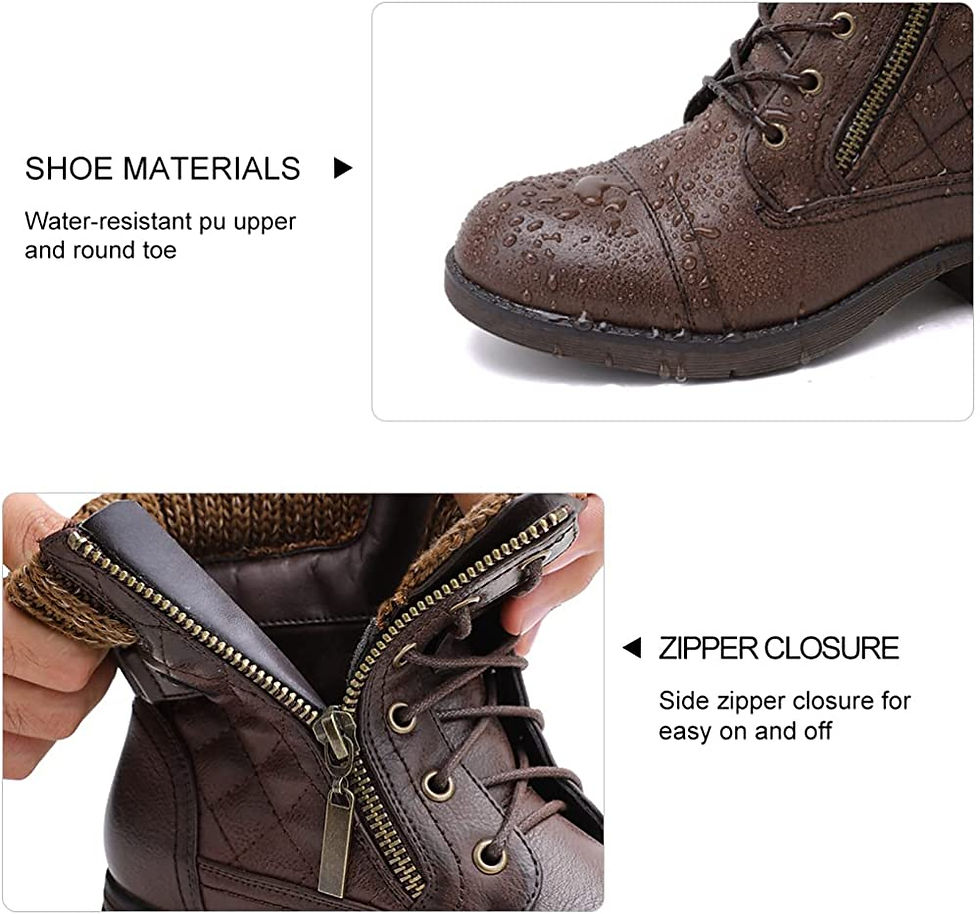 Thumbnail: STQ Women's Combat Boots Lace up Ankle Booties