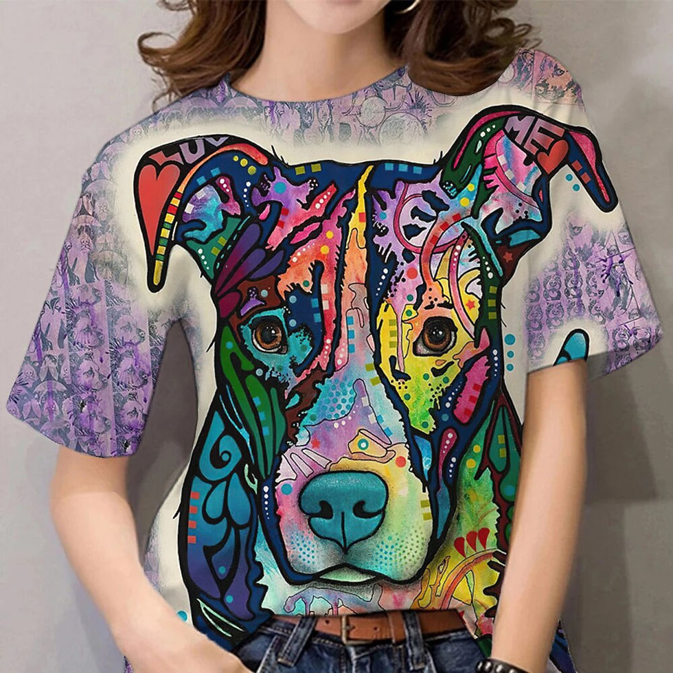 الصورة المصغرة: Women's T-shirt 3d Oil Painting Animal Ladies Clothing Fashion Street Short Sle