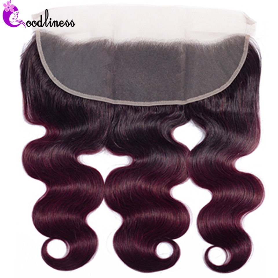 Thumbnail: Goodliness 99J Lace Front With 3 Bundles Ombre Body Wave Human Hair Bundles Wit