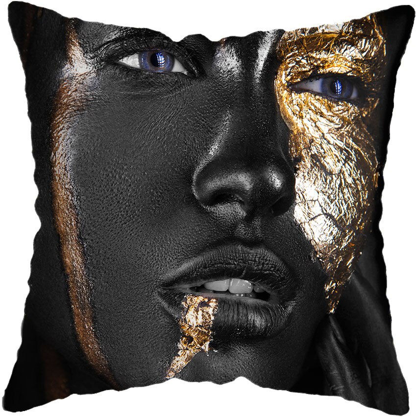 Miniature : 45*45CM Modern Living Room Black Gold African Lady Woman Style Look Art Deco So