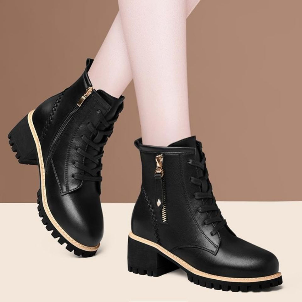 Thumbnail: Women Shoes Boots Ankle boot New Autumn British Wind Genuine Leather Thick With