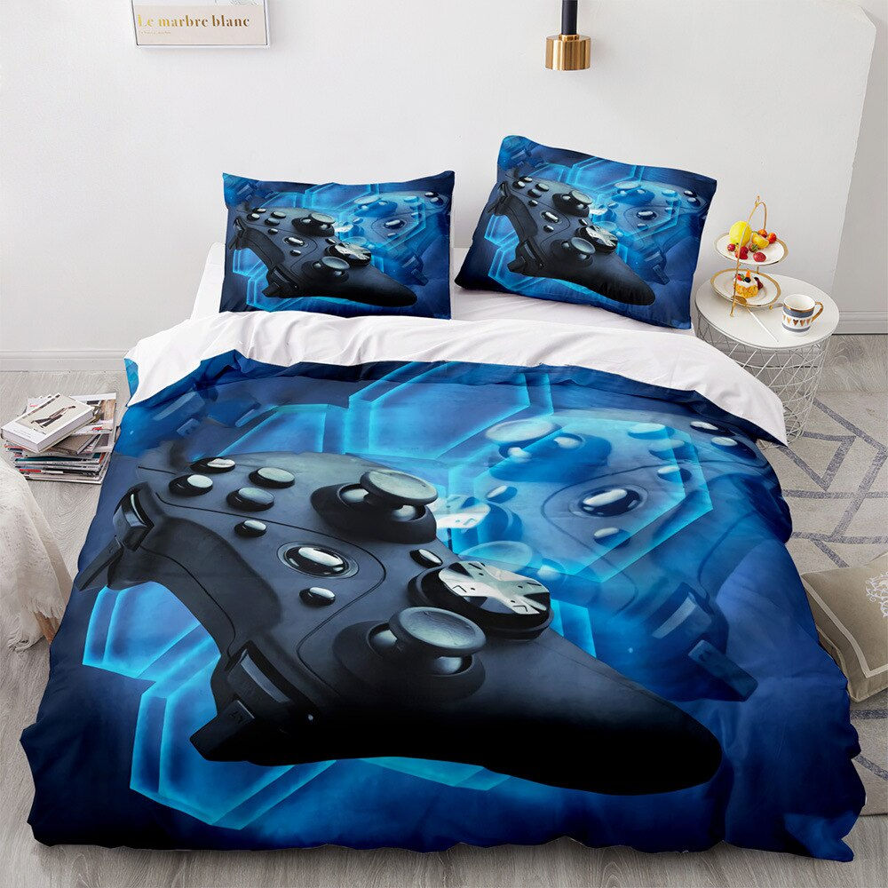 Gamer Duvet Cover for Boys,Gaming Comforter Cover Full Queen,Games Gamepad Bedd