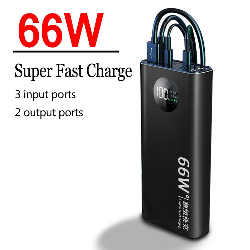 الصورة المصغرة: 30000mAh Super Fast Charge Power Bank 66W Digital Display External Battery with