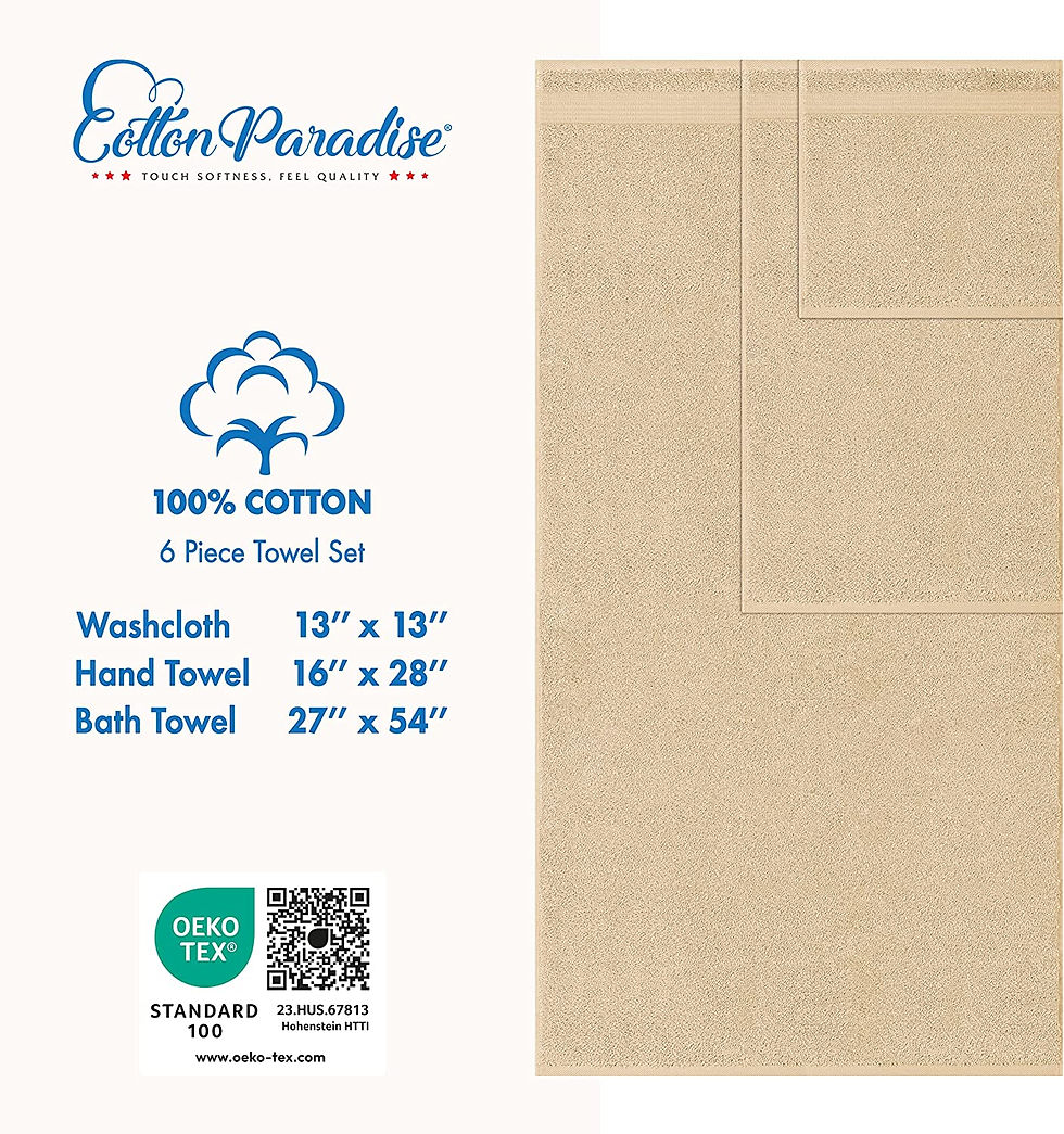Thumbnail: Cotton Paradise 6 Piece Towel Set, 100% Turkish Cotton Soft Absorbent Towels fo