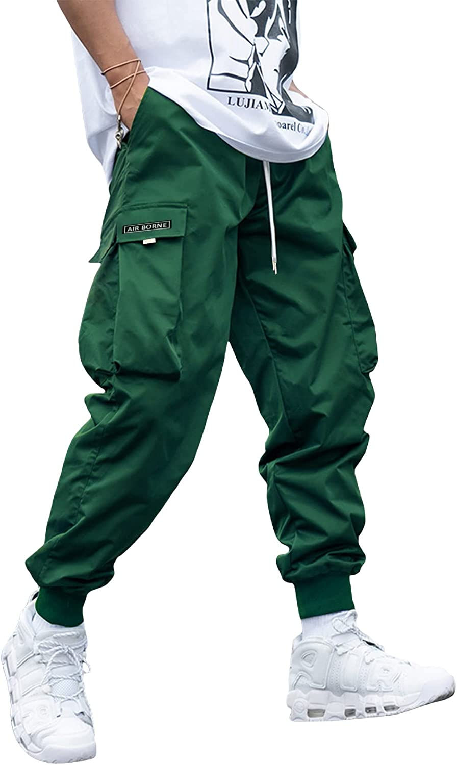 Thumbnail: Romwe Men's Flap Pocket Drawstring Elastic Waist Letter Graphic Street Cargo Pa