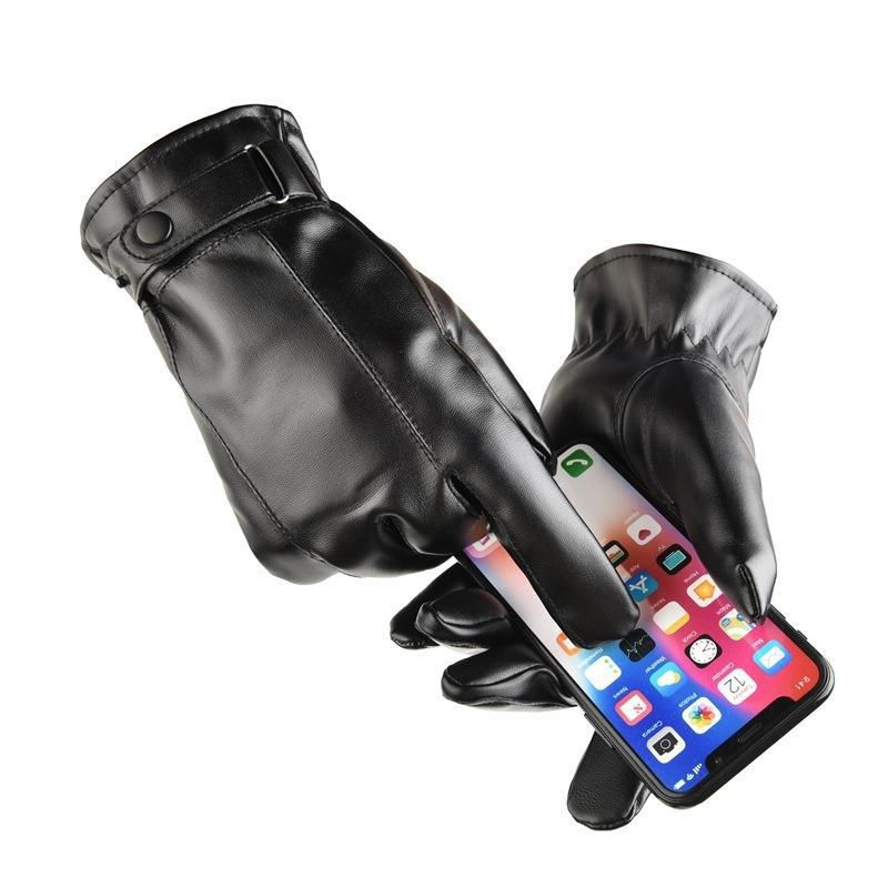 Thumbnail: Men's Gloves Black Winter Mittens Keep Warm Touch Screen Windproof Driving Guan