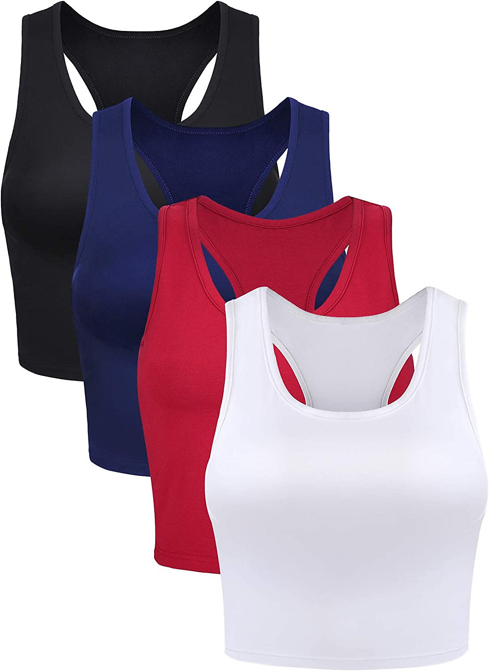 Thumbnail: Boao 4 Pieces Basic Crop Tank Tops Sleeveless Racerback Crop Sport Top for Women