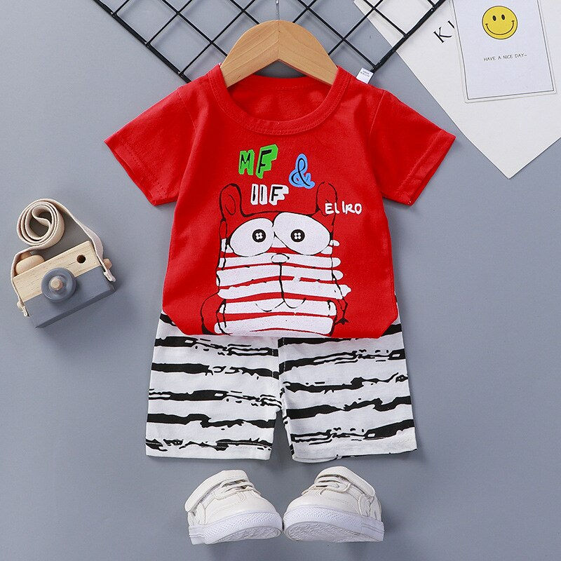 Thumbnail: Cotton Kids Clothing Sets 2pcs Summer Clothes for Girls New Baby Boys Short Sle