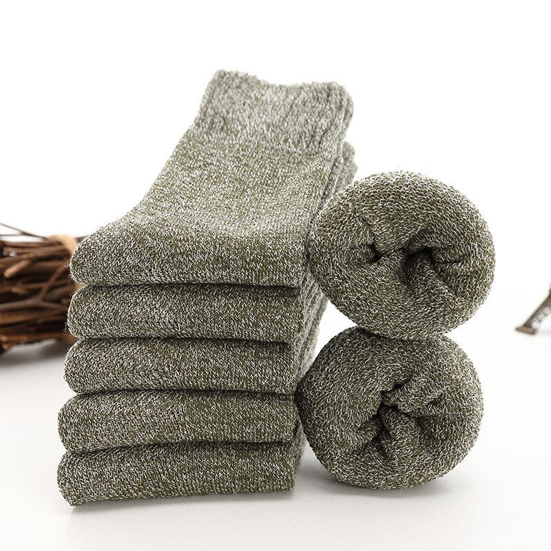 Thumbnail: 5 Pairs Winter Men Thick Warm Wool Socks Plaid Harajuku Retro Large Size Snow L