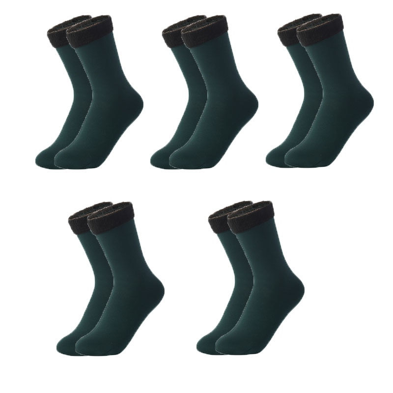 Thumbnail: 5Pairs/Lot Winter Warm Solid Women Socks Thicken Thermal Socks Wool Cashmere Bl