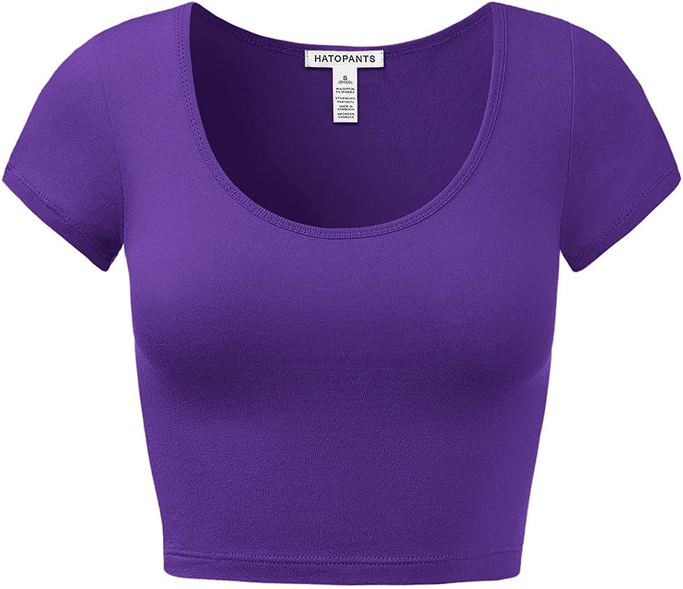 Thumbnail: Women's Cotton Basic Scoop Neck Crop Top Short Sleeve Tops