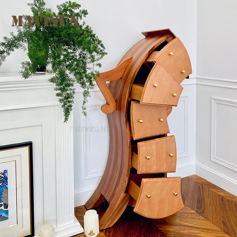 Thumbnail: 5-Layer 5 Drawers Wood Cube Storage Cabinet Modern Simple Portable Storage Furn