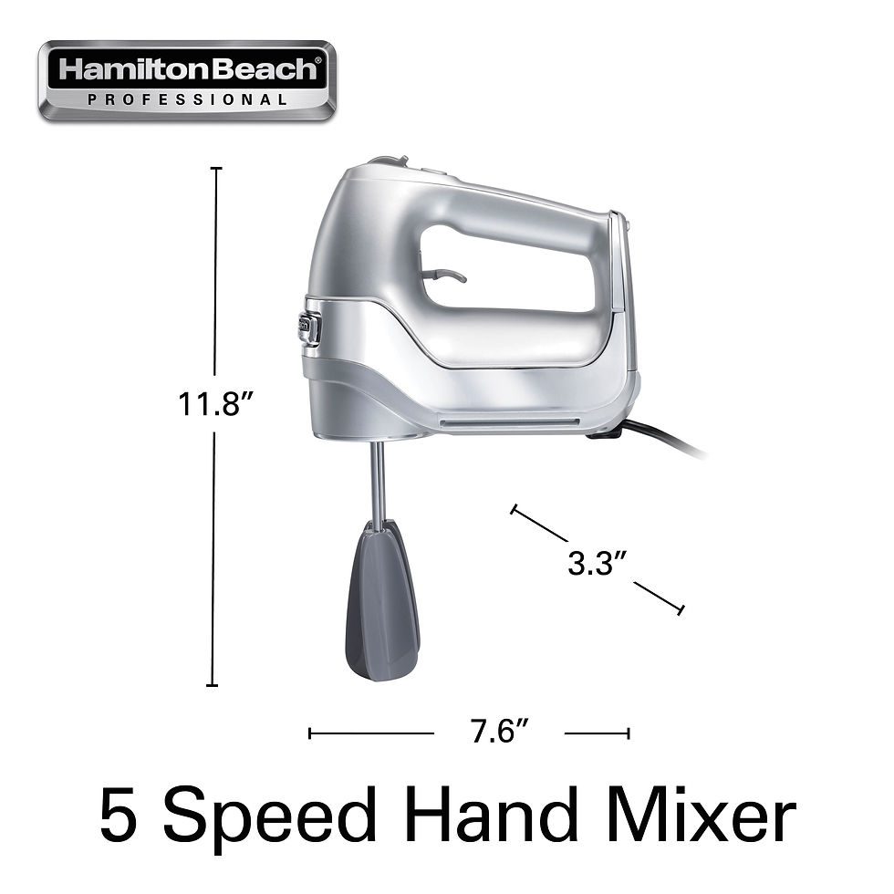 Thumbnail: Hamilton Beach Professional 5 Speed Hand Mixer, Easy Clean, DC Motor, Silver, 6