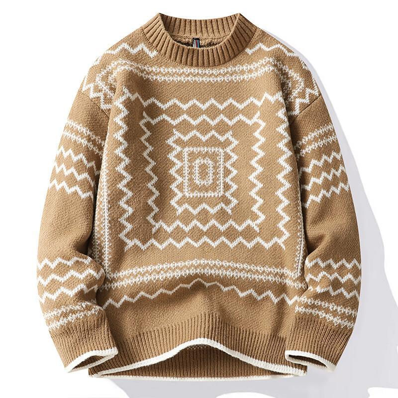 Миниатюра: JFUNCYAutumn Winter Mens Knit Sweater Oversized Men Jumpers  2022 New Fashion C